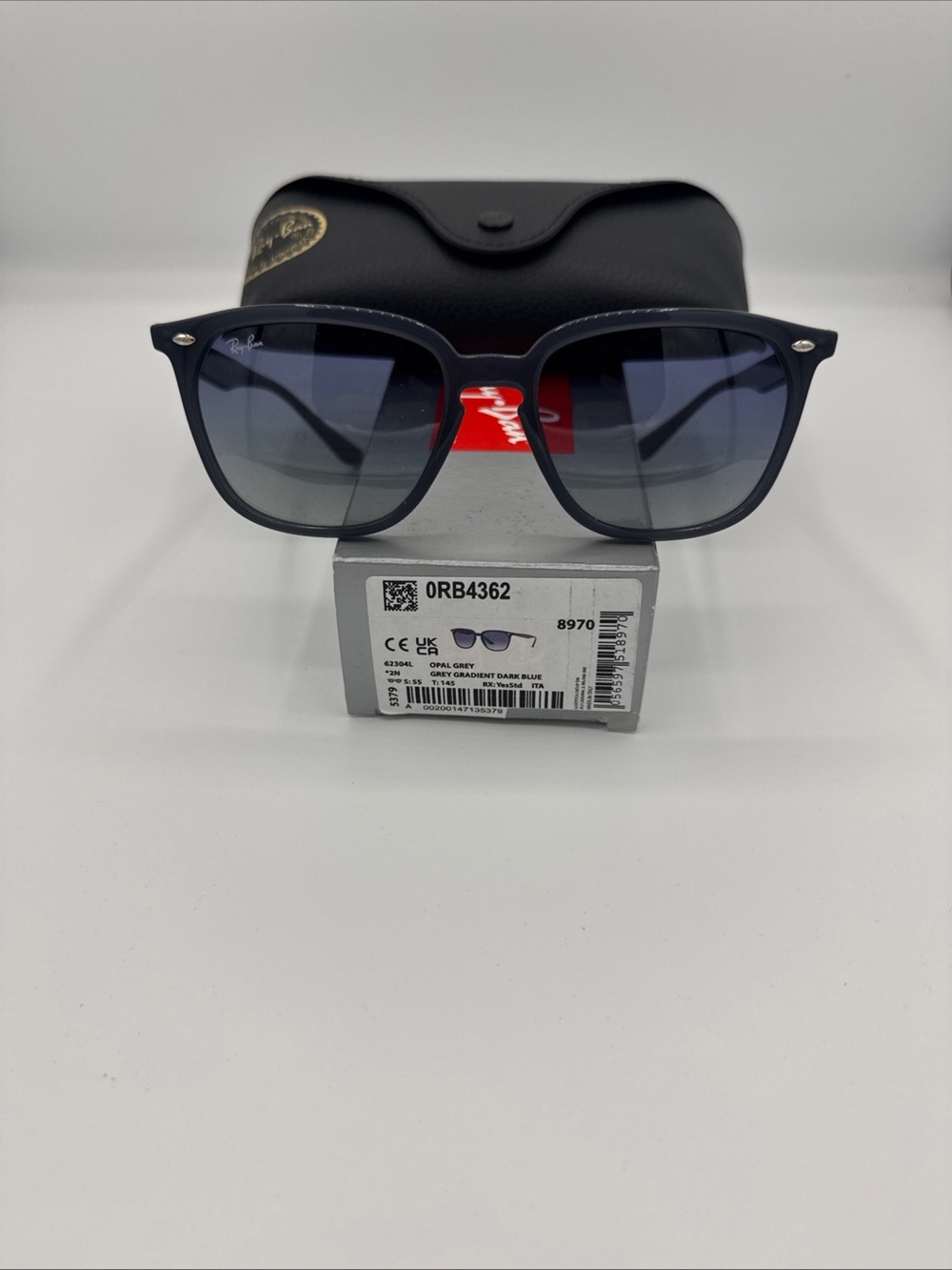 RayBan RB4362 Ref#: 8970 Opal Gray frame with Gray/Blue Gradient lenses